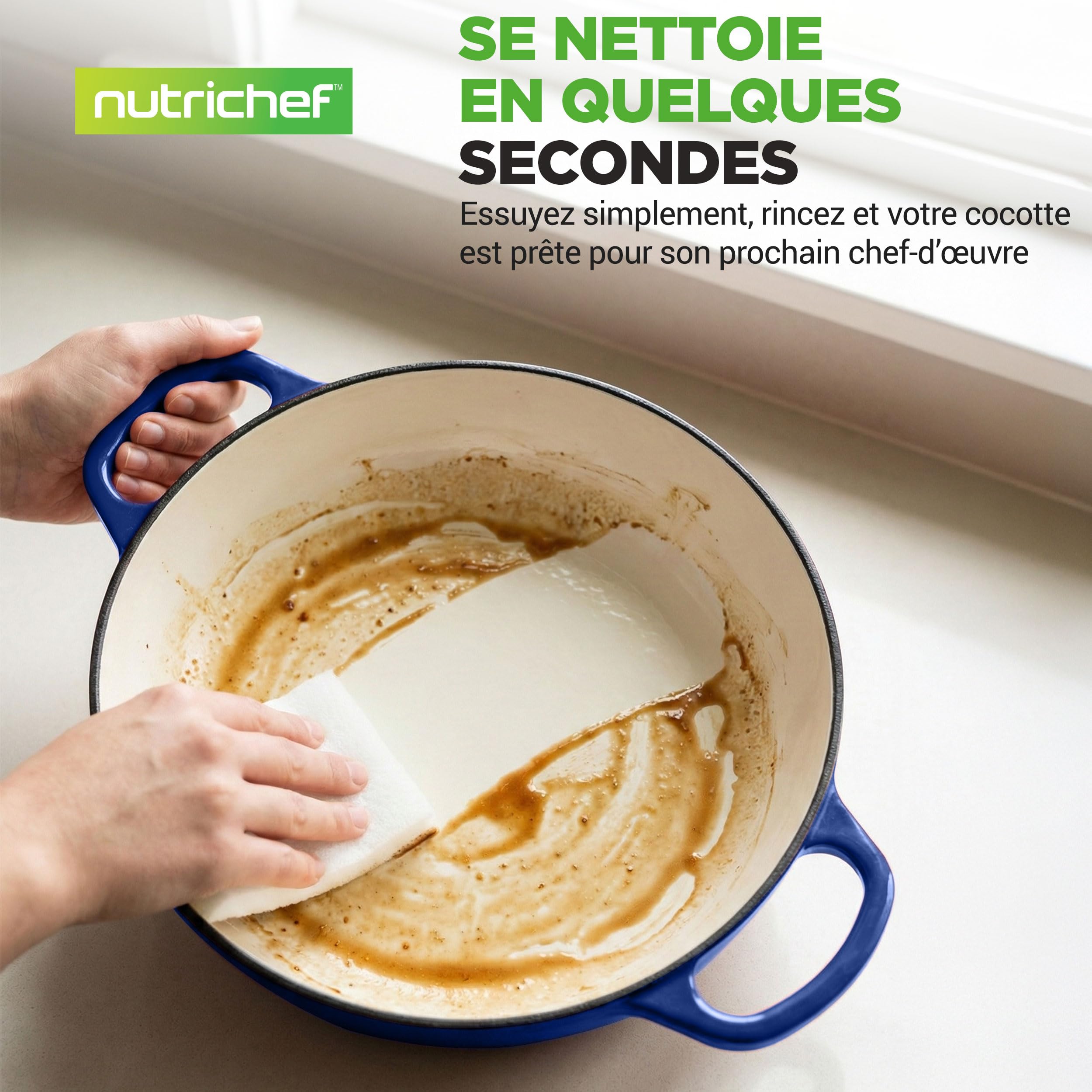 NutriChef Four à Pain en Fonte Émaillée avec Couvercle Dôme – Cocotte Dutch Oven 26 cm pour Pain au Levain, Pain Artisanal, Ragoût, Cuisson Vapeur, Four 260 °C, Compatible Induction, Gants Silicone