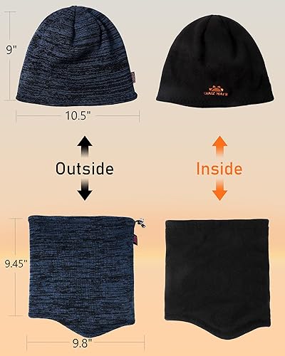 Miniatura 5 de Gorro de invierno con gorro infinito, bufanda de punto cálido y grueso forro polar con forro polar para esquí y calavera, polaina para hombres y