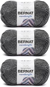Bernat Wavelength Snowflake Obsidian Yarn - 3 Pack of 5oz/140g - Acrylic - #5 Bulky - 223 Yards - Knitting & Crochet