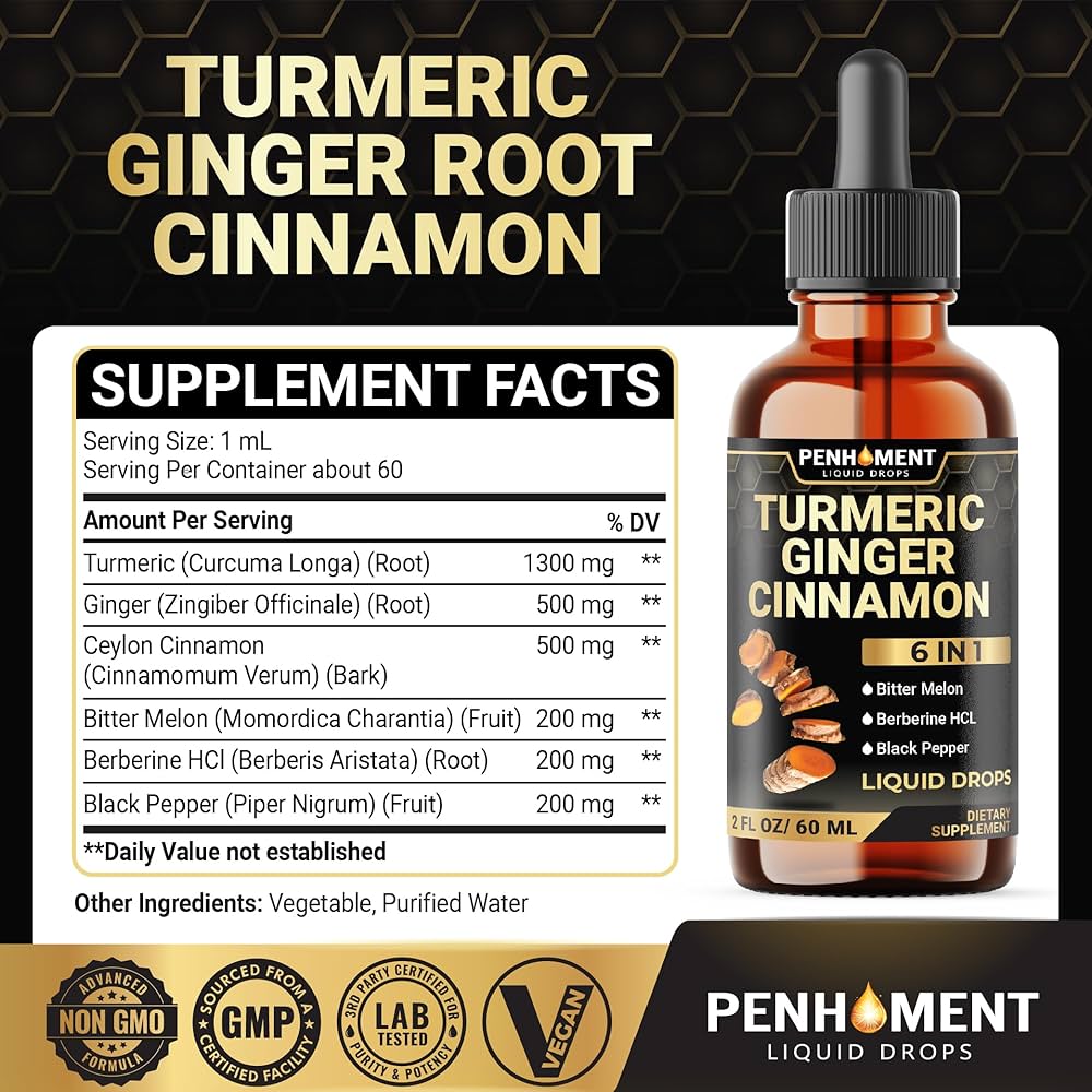 Amazon.com: Penhoment 6in1 Liquid Turmeric Curcumin with Ginger