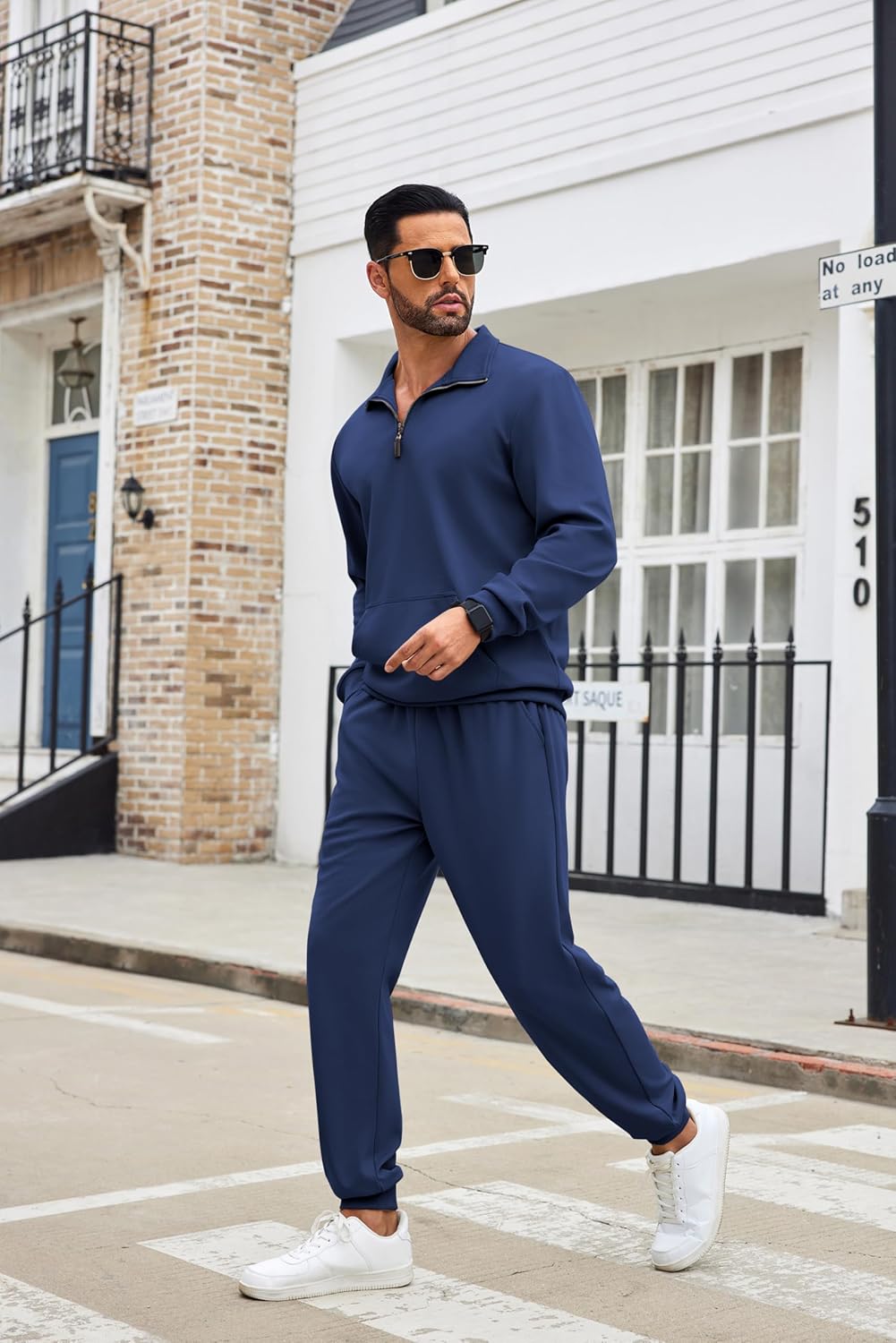 COOFANDY Men's Tracksuit 2 Piece Quarter Zip Sweatsuit Sets Casual Athletic Running Jogging Suits - Image 5