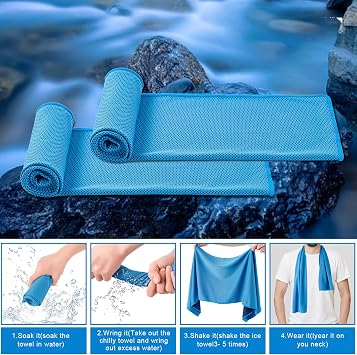 4 Pack Cooling Towel (40x12), Soft Breathable Chilly Towel, Ice Towel