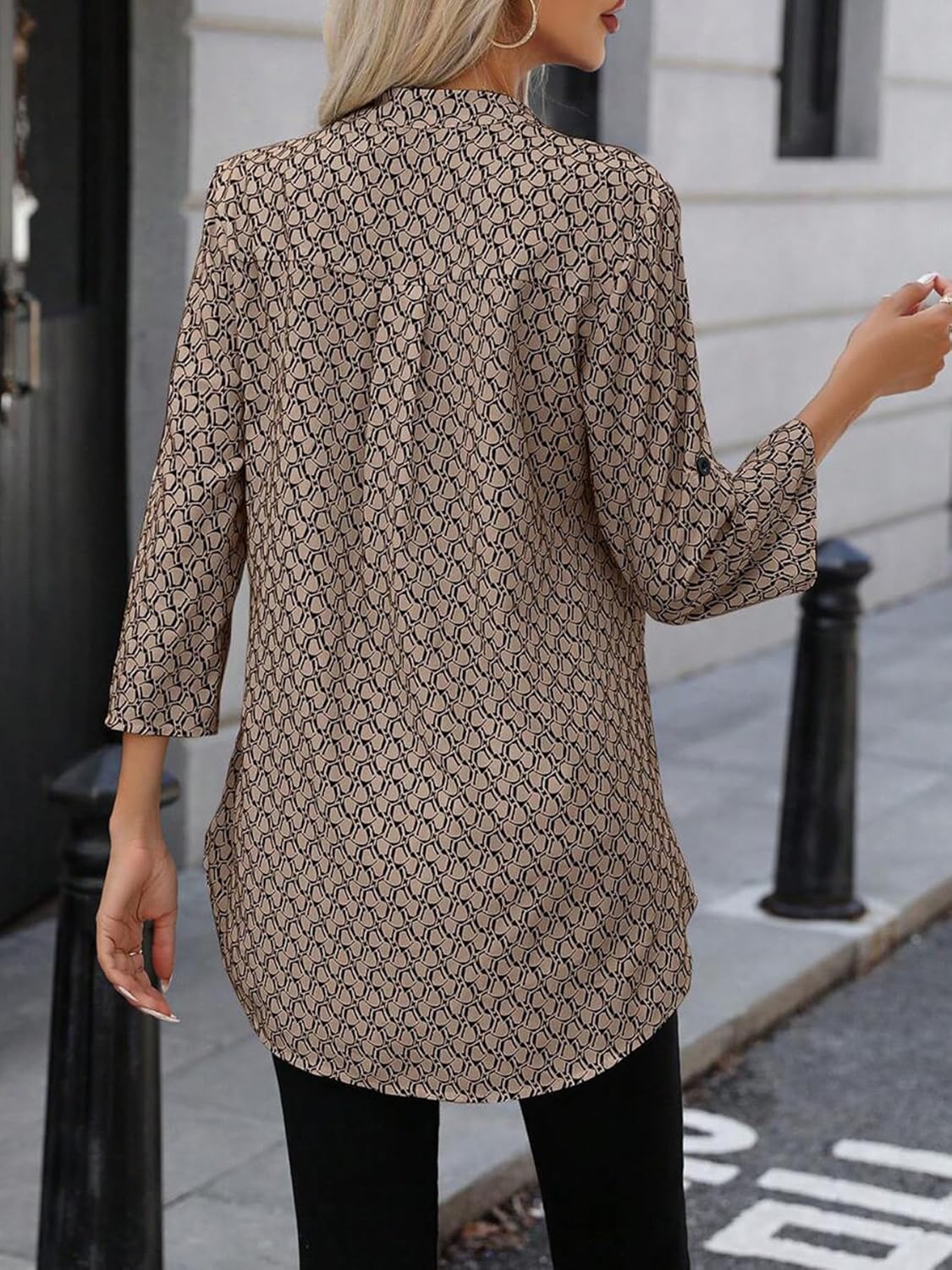 Women's 2025 Fashion Tops Long Sleeve V Neck Business Casual Blouses Tees Shirts Trendy Clothes Bohemian Outfits - Image 3