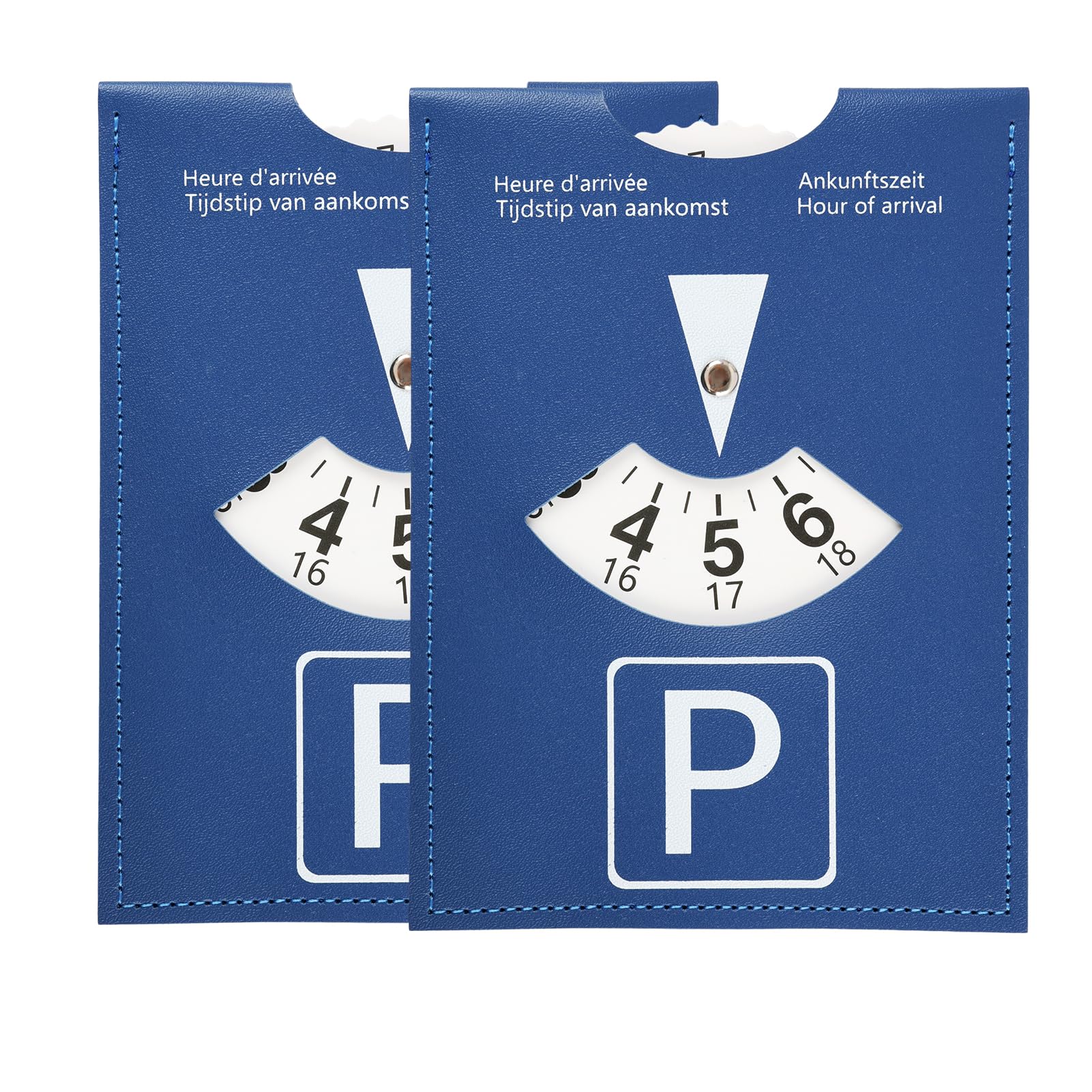 Disco horario Europeo de Lujo en Piel sintética, señalización de Tiempo para estacionamiento de Auto, Moto, Autocaravana, Dimensiones 11 x 15 cm