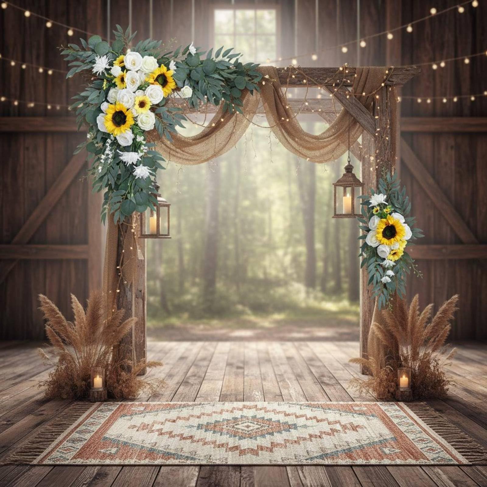 Arch Wreath Composizione da 2 Pezzi con Fiori di Seta E Foglie Finte per Nozze All'aperto Sfondo Decorativo per Banchetto Ornamento per Segno di Benvenuto
