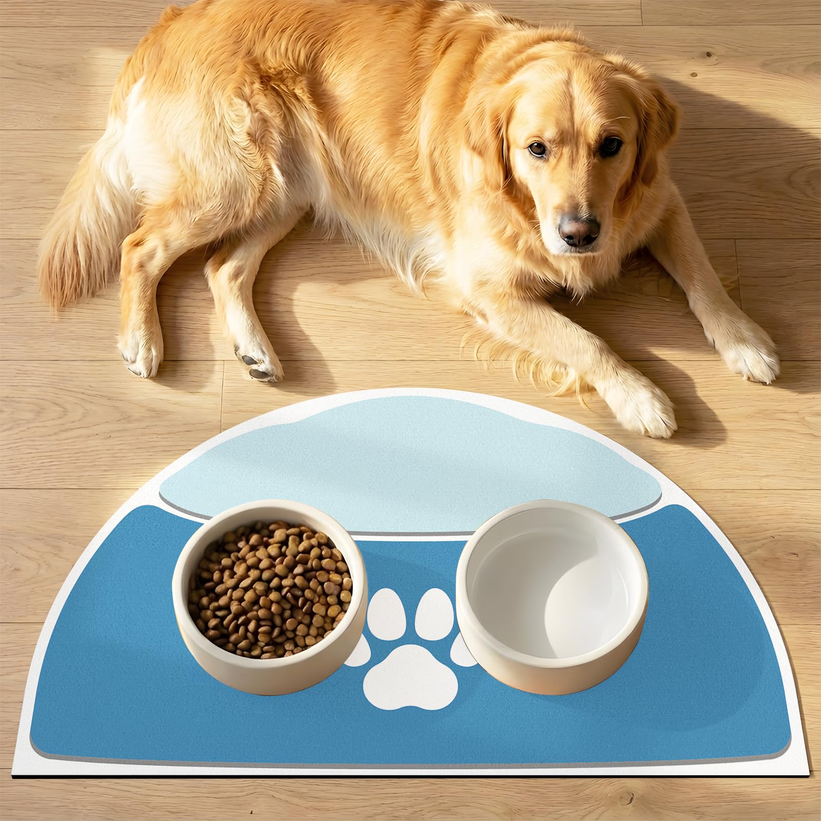 Tapis gamelle chien grand format pour stopper les éclaboussures de croquettes