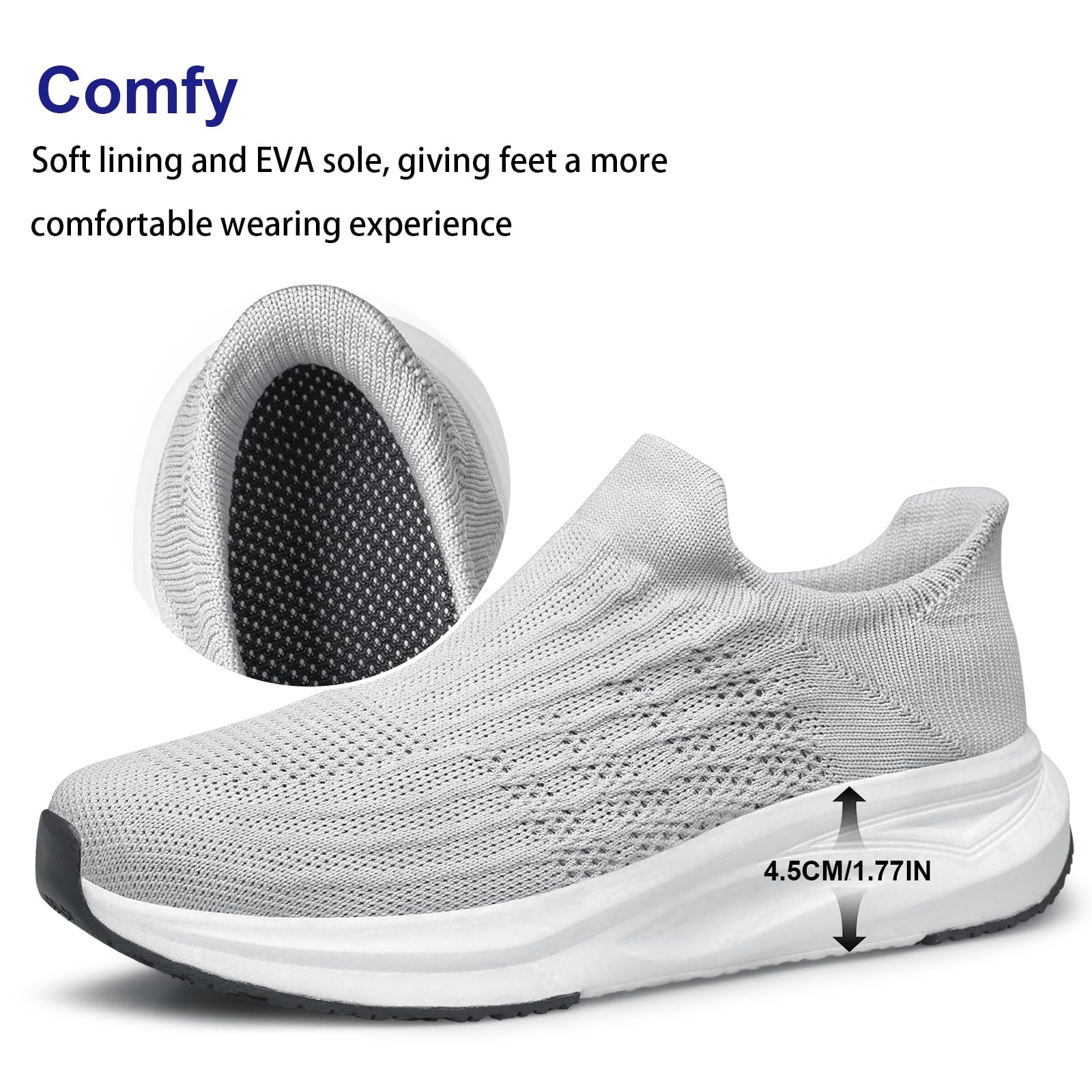vibdiv Zapatos sin cordones para mujer, zapatos deportivos sin cordones, informales, cómodos