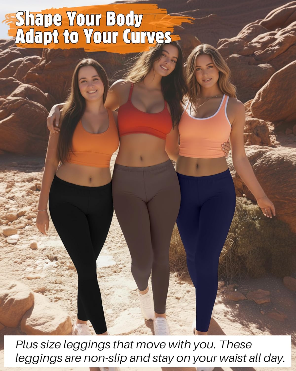 3 Pack Women's Plus Size Leggings High Waisted Stretchy Yoga Pants Workout Running Soft Leggings - Image 2