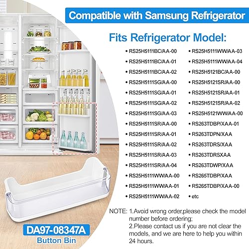 Miniatura 5 de Paquete de 2 unidades de repuesto para estante de puerta de refrigerador DA97-08347A para Samsung RS265TDRS RS25H5111BC RS25H5111SR estante de
