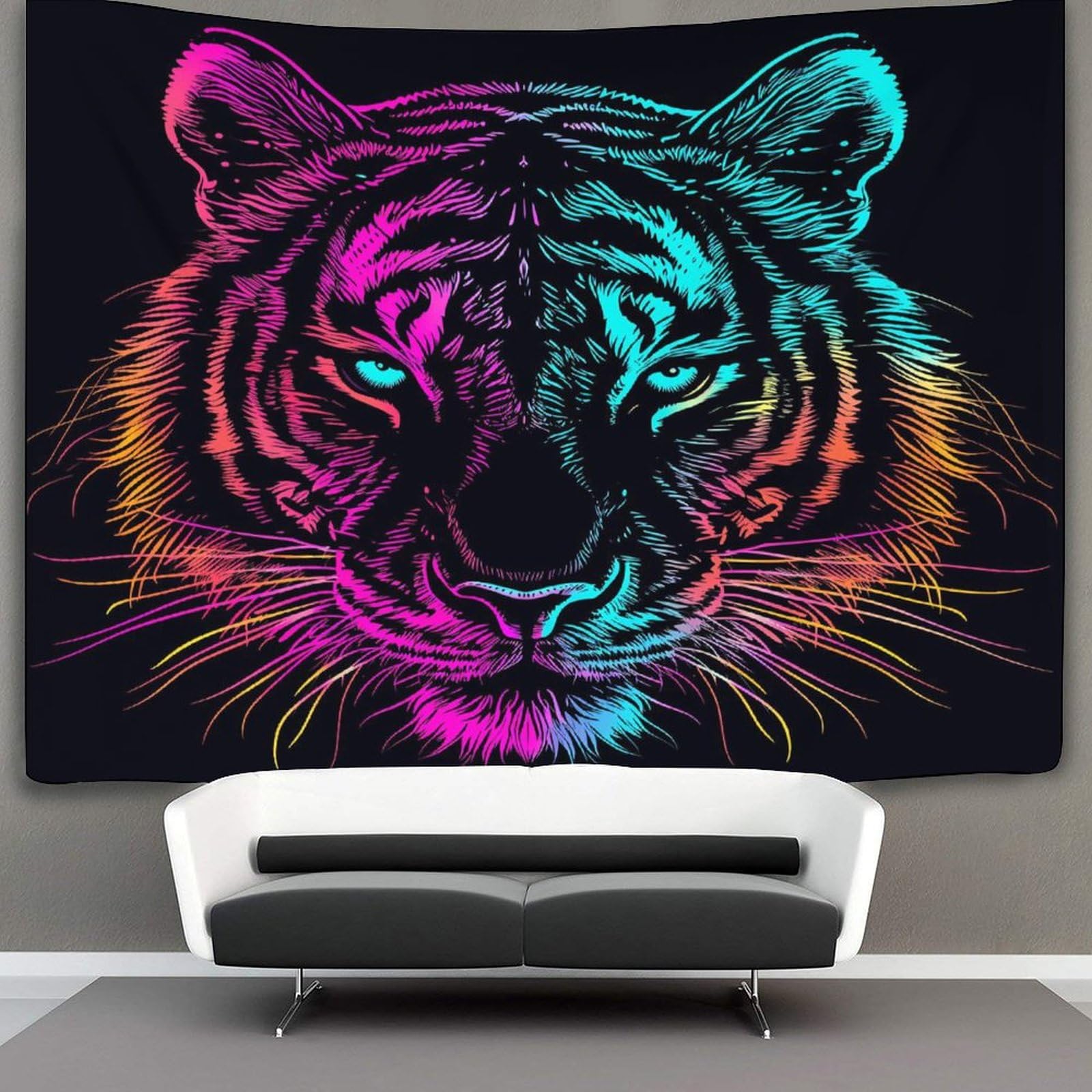 kaiyun Neon Tiger Tapestry,Animal Wall Hanging,Wall Art for Bedroom Aesthetic Home Decoration for Living Roombedroom 70cmx100cm