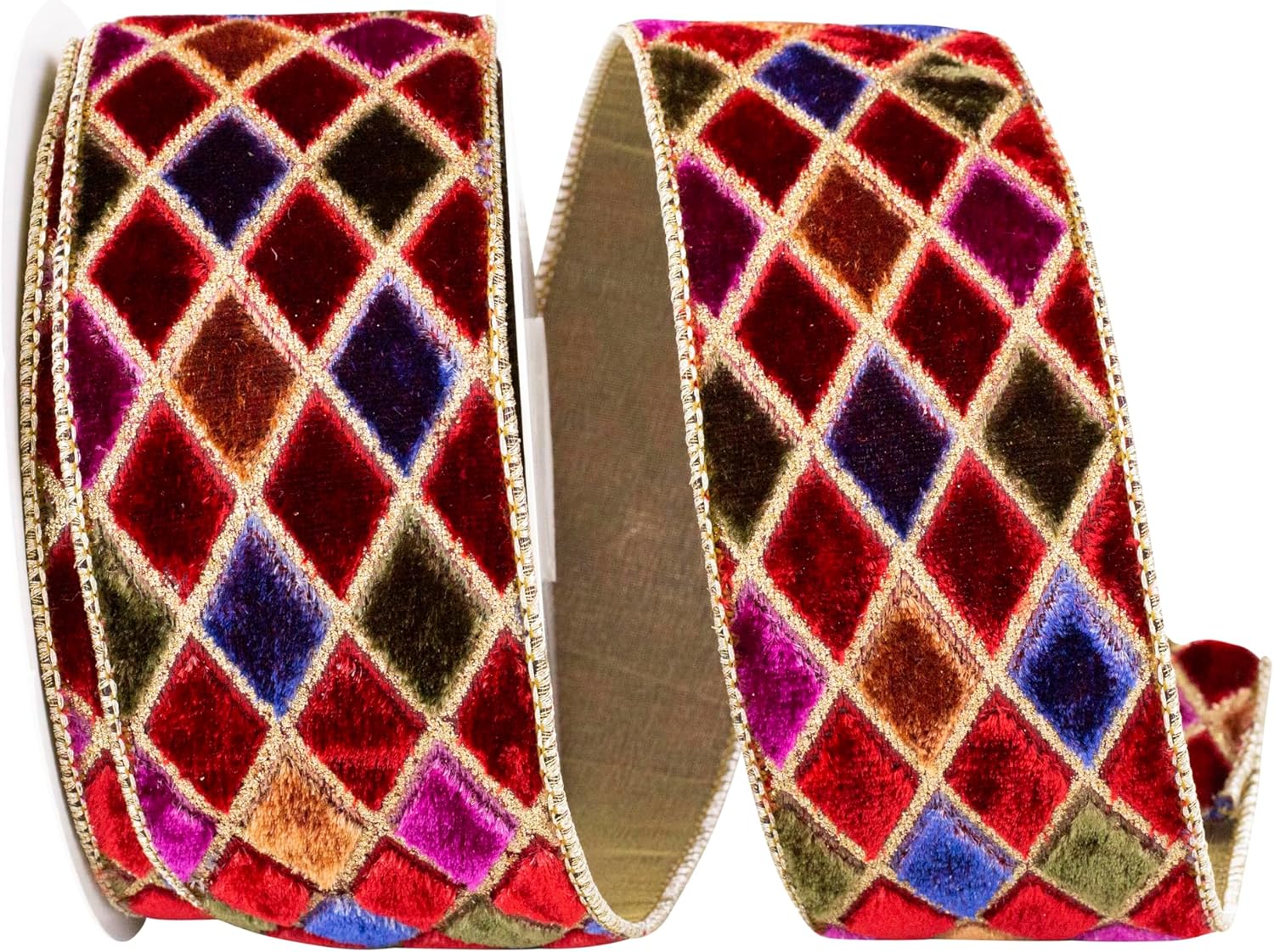 Ribbon - Diamond Velvet Jewel Deluxe Wired Edge Ribbon, Wine, 4 Inch, 5 Yards