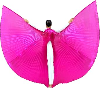 Wuchieal Womens 2 Sticks & Angel Coak Belly Dance Costume Angle Isis Wings
