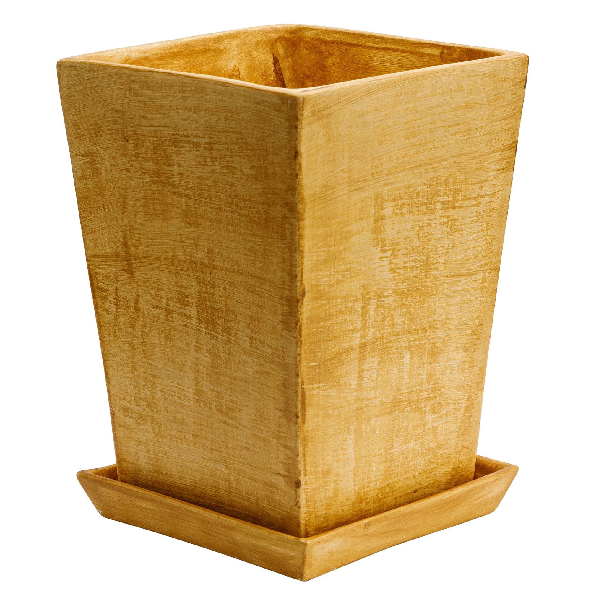botle Doniczka na doniczkę, podstawka, kwadratowa, wymiary (dł. x szer. x wys.): 28,5 x 28,5 x 33 cm, jasnobrązowa, nowoczesna, do wnętrz Glamour Trapez