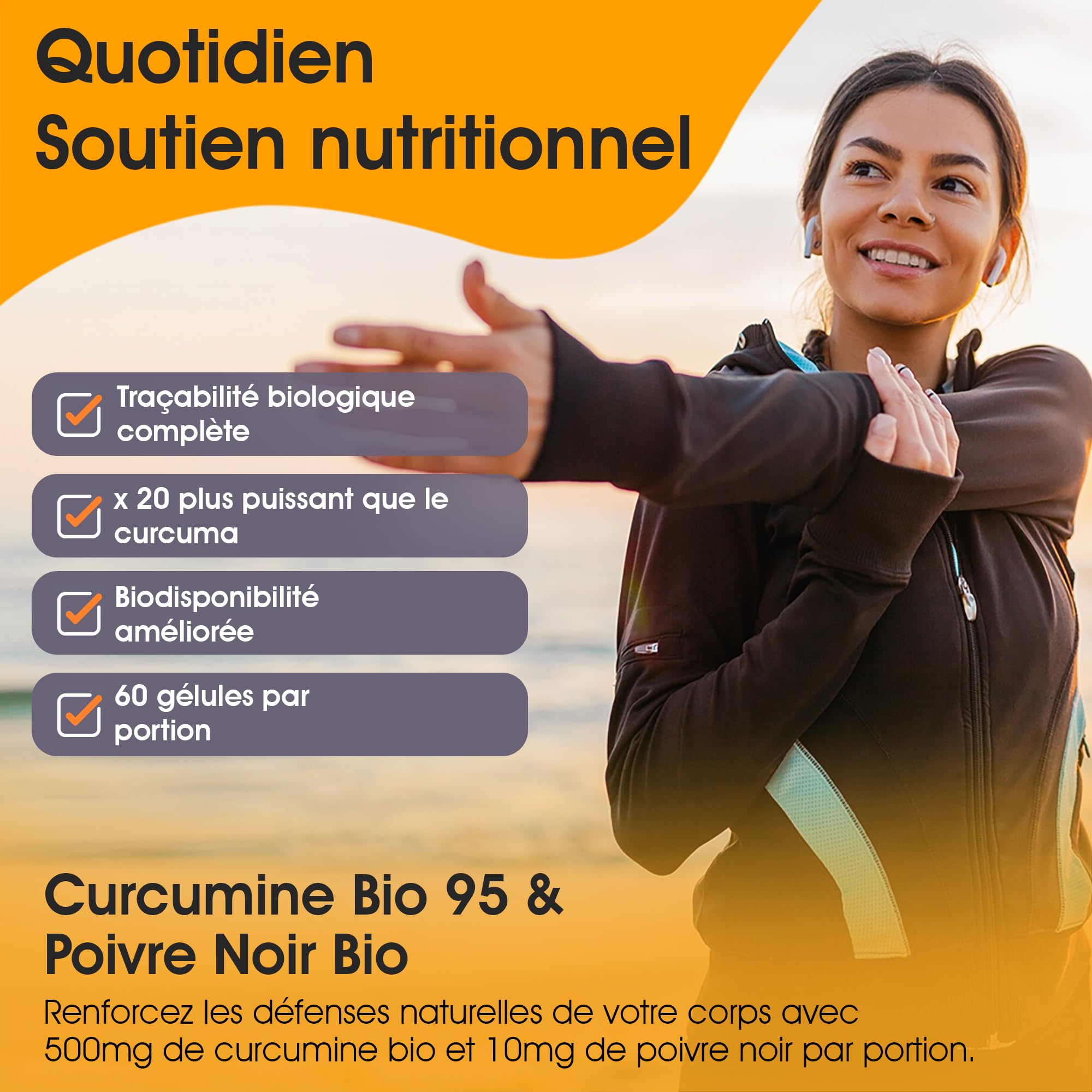 Curcumine Bio 95 | Curcuma Bio Gélule Haute Dose 500mg | 95% Curcuminoïdes & 10mg Poivre Noir Bio | 60 Gélules Véganes | Par Clearwave Health