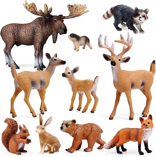 10 figuras de animales del bosque, figuras de criaturas del bosque, juguetes en miniatura para pasteles