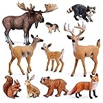 10pcs Forest Animals Figures, Woodland Creatures Figurines, Miniature Toys Cake Toppers
