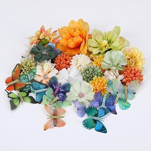 Miniatura 8 de KorViSHOW Juego de 32 pinzas de flores con clip de mariposa, horquillas florales para el cabello para mujeres, pinzas de mariposa para el cabello,