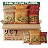 BITETUOSO Tempura Oyster Mushrooms Mini Variety Pack, Tempura-Style Mushroom Snack, Ready-to-Eat Crispy Chips, Vegan Plant-Based, Original BBQ Plant-Based Cheddar (0.71 oz, 9-Pack)