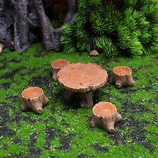 5 Pcs Miniature Table and Chairs Set for Fairy Garden, Resin DIY Craft Micro Landscape Decor, Tiny Home Accessories for Succulents, Terrarium, and Outdoor Ornaments