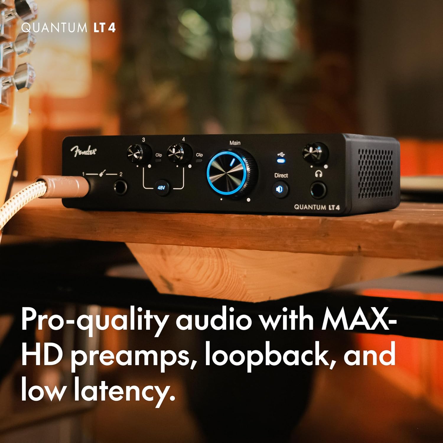 Fender Quantum LT 4 | 4x2 USB-C Audio Interface for Music Production, Dual MAX-HD Mic Preamps, Dual Instrument Inputs, Low-Latency Drivers, Loopback, Balanced Outputs, Headphone Amp, Mac & PC