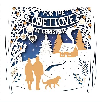 The One I Love 3D Cut Out Foiled Embellished Christmas Card Xmas Greeting Cards 690932