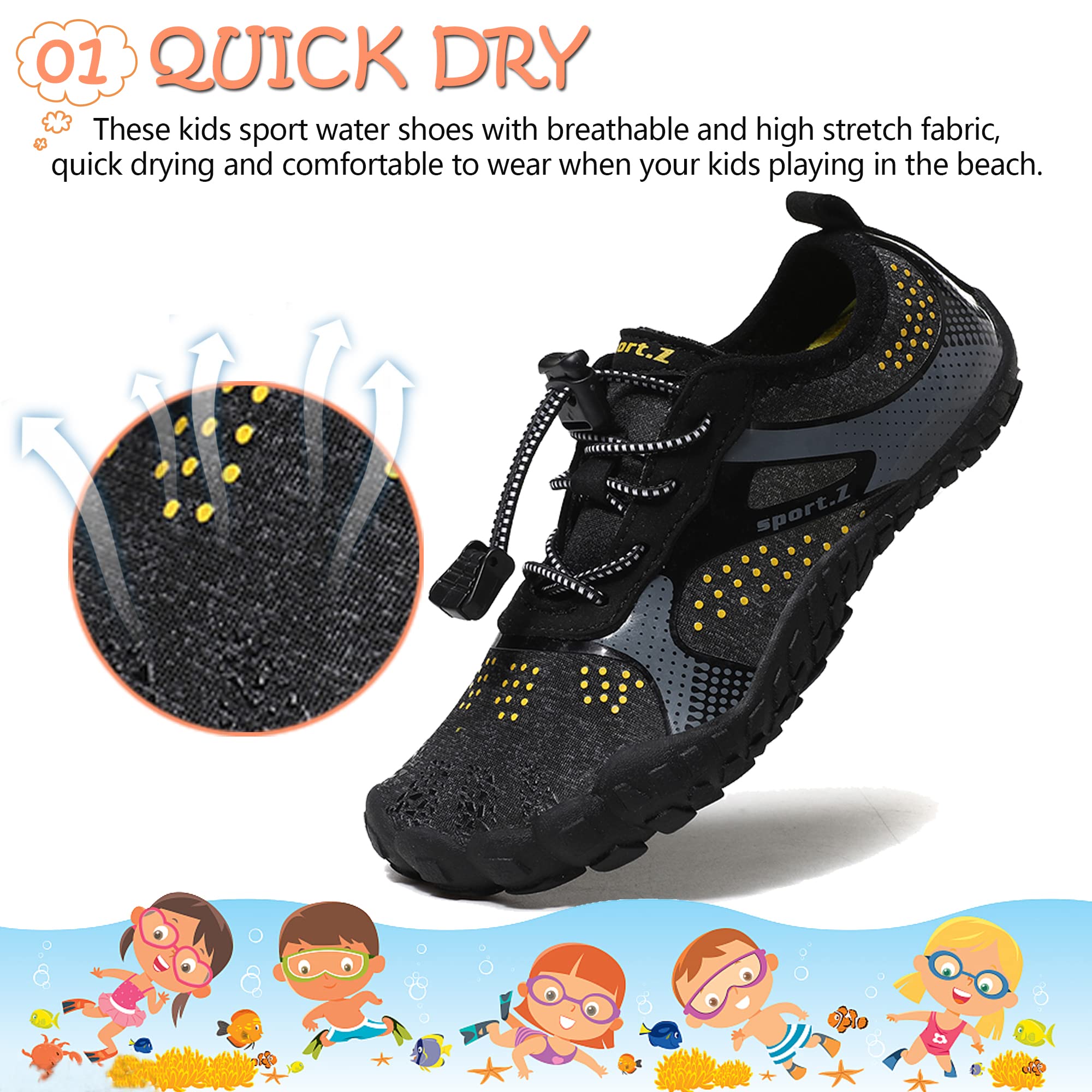 Maxome Zapatos de Agua para niños y niñas, Zapatos de Playa para niños, Zapatos de natación acuática, Zapatos Descalzos, de Secado rápido, Ligeros, para Surf, Buceo, para niños