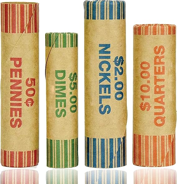 TaskFile Preformed Coin Wraps 250 Pcs Coin Roll Wrappers