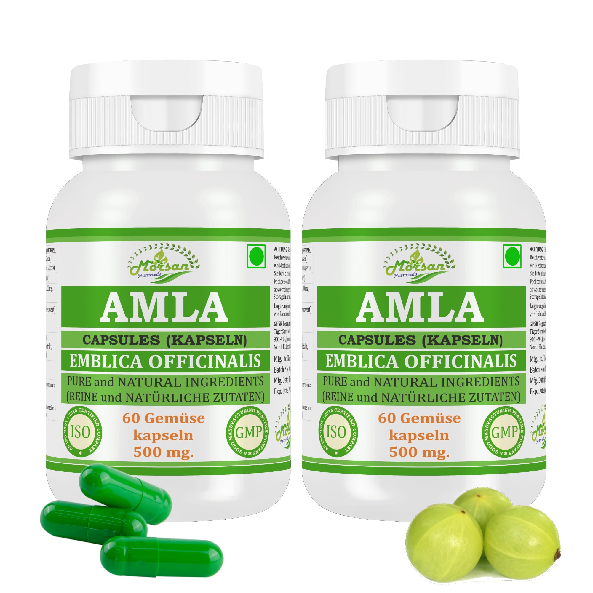 Complément Alimentaire Morsan's Amla – 120 Capsules De 500mg – Extrait D'Emblica Officinalis – Inde