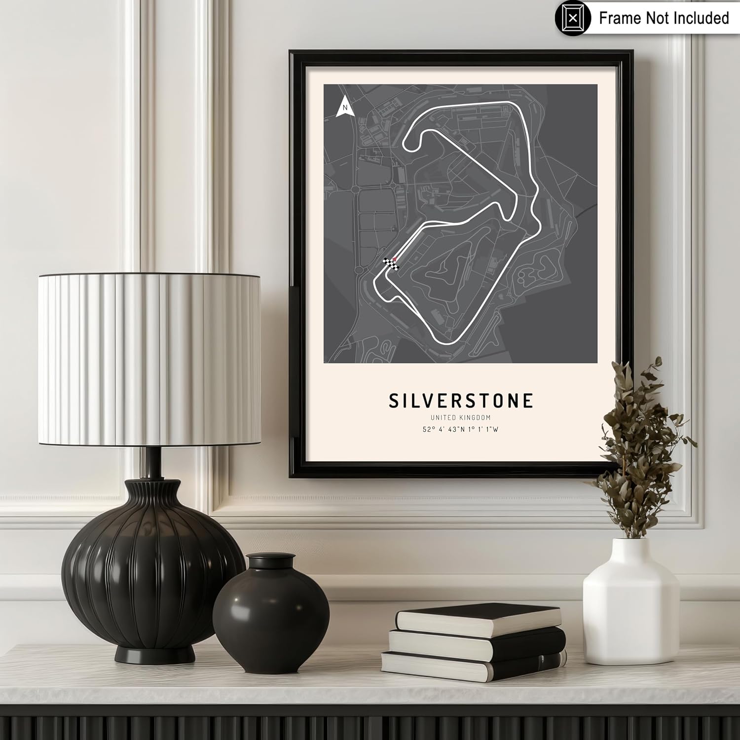 Poster Master Silverstone Poster - Race Track Print - United Kingdom Art - Silverstone Race Track Art - Car Racing Illustration - Sports Picture - Race Circuit Design - Great Garage Wall Decor - 8x10 UNFRAMED Wall Décor
