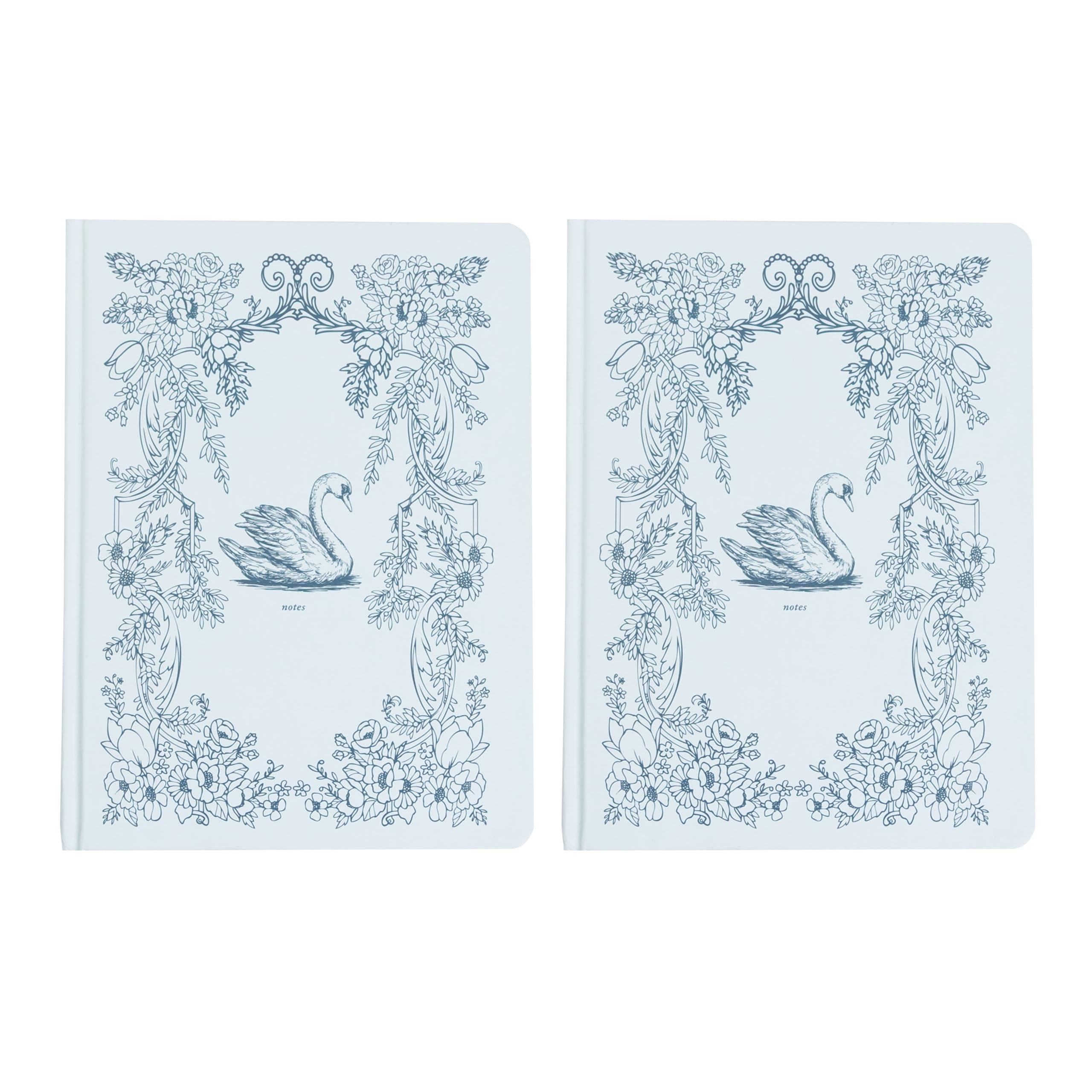 Pearhead Hardcover Journal Notebook 6x8 – Blue Swan College-Ruled Writing Journal with 200 Lined Pages for Notes, Work & Journaling (Pack of 2)
