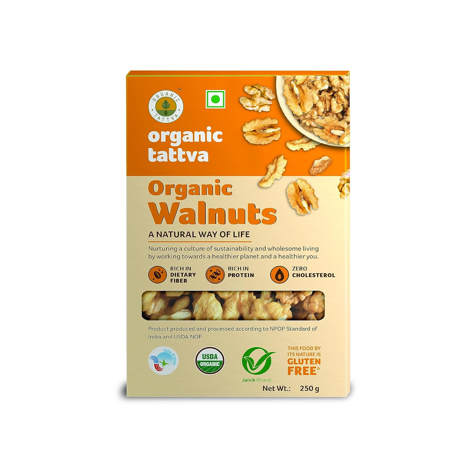 Organic Tattva, Organic Kashmiri Walnuts (Akhrot Giri) 250gm Rich in