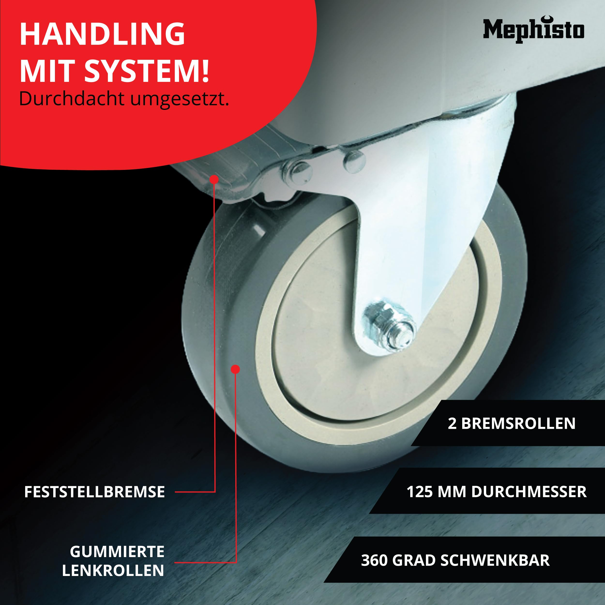 Mephisto Werkzeugwagen Werkstattwagen mit 9 Schubladen Davon 8 mit Werkzeug wie Schraubenschlüssel, Ratsche mit Nusskasten, Schraubendreher usw. in Soft Inlays in Carbonoptik gefüllte Schubladen