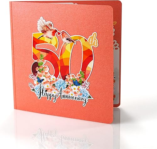Miniatura 4 de CUTPOPUP - Tarjeta de aniversario emergente, tarjeta de felicitación 3D de boda (feliz 50 aniversario)