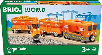 BRIO World 36049 Gold Cargo Train | Toy Train Set for Kids Aged 3 Years Up