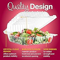 Vista 4 de 50 recipientes de plástico transparente, 8 x 8 x 3 pulgadas, tapa con bisagras para alimentos Contenedores de alimentos con cubierta para cajas