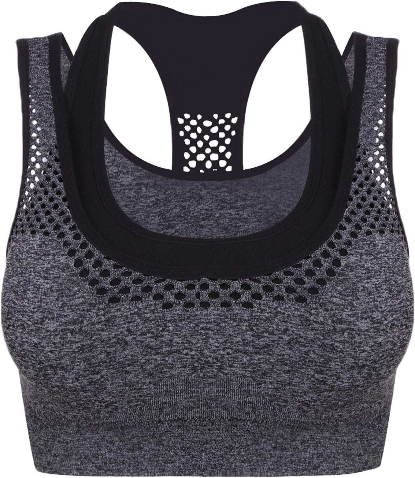 CRAVOG Women Running Gym Yoga Fitness Stretch Workout Tank Top Padded Sport Bra