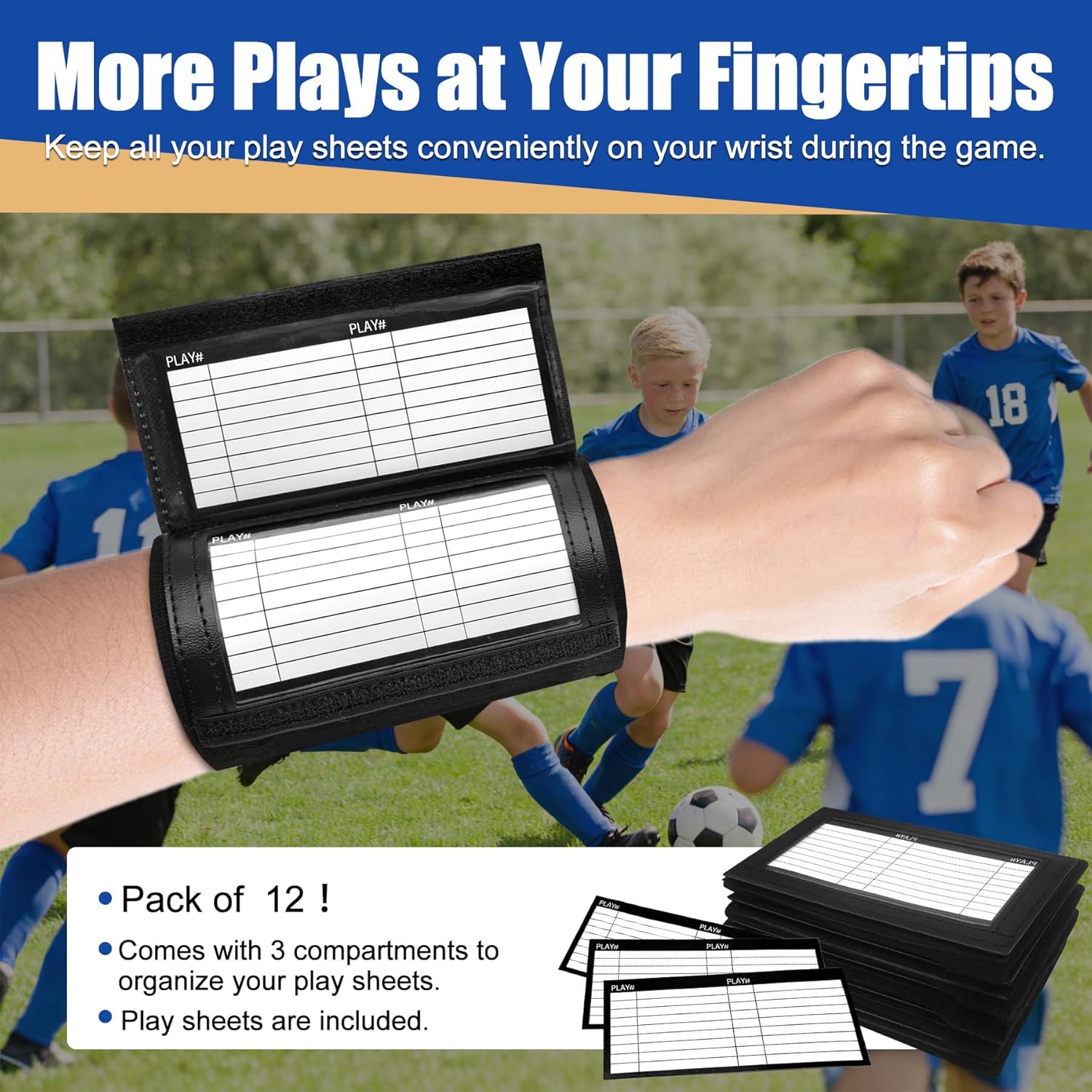 Football Play Wristband Youth,Softball Wristbands for Signs,Football Quarterback Play Wristbands for Youth for All Sports with 3 Compartments