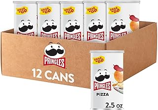 Pringles Potato Crisps Chips, Lunch Snacks, On-The-Go Snacks, Grab n' Go, Pizza (12 Cans)