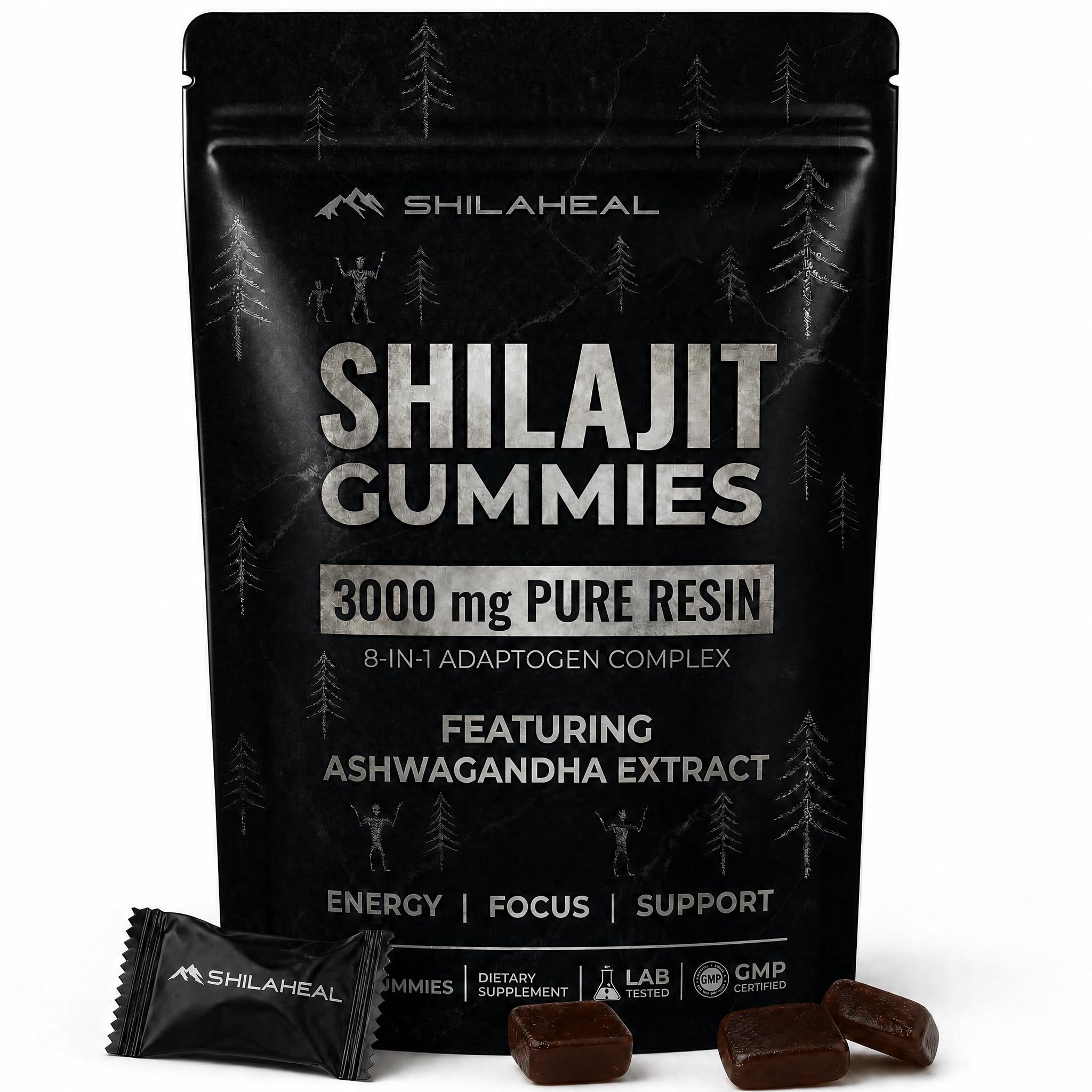Shilajit Natural Himalayan Shilajit Gummies for Men & Women, High Fulvic Acid, Energy & Stamina, Immune Support, 85+ Trace Minerals, Lab Tested 100% Organic Berry, 60 Gummies Berries 60 Count (Pack of 1)