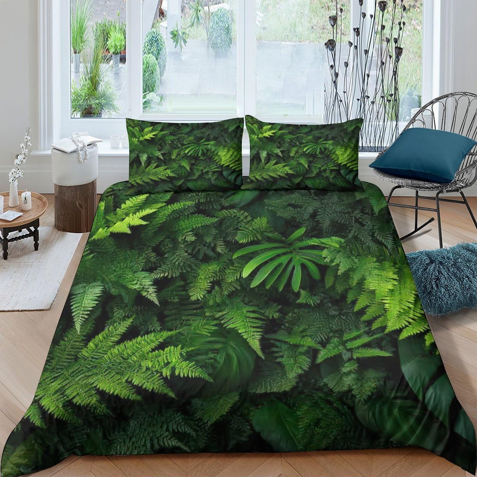 Ctjqhvkz Style-8 3D Printed Tropical Jungle Fitted Sheet Microfiber Soft Breathable Green Leaf Mattress Cover For Bedroom Guest Room Decor Single（135X200cm）