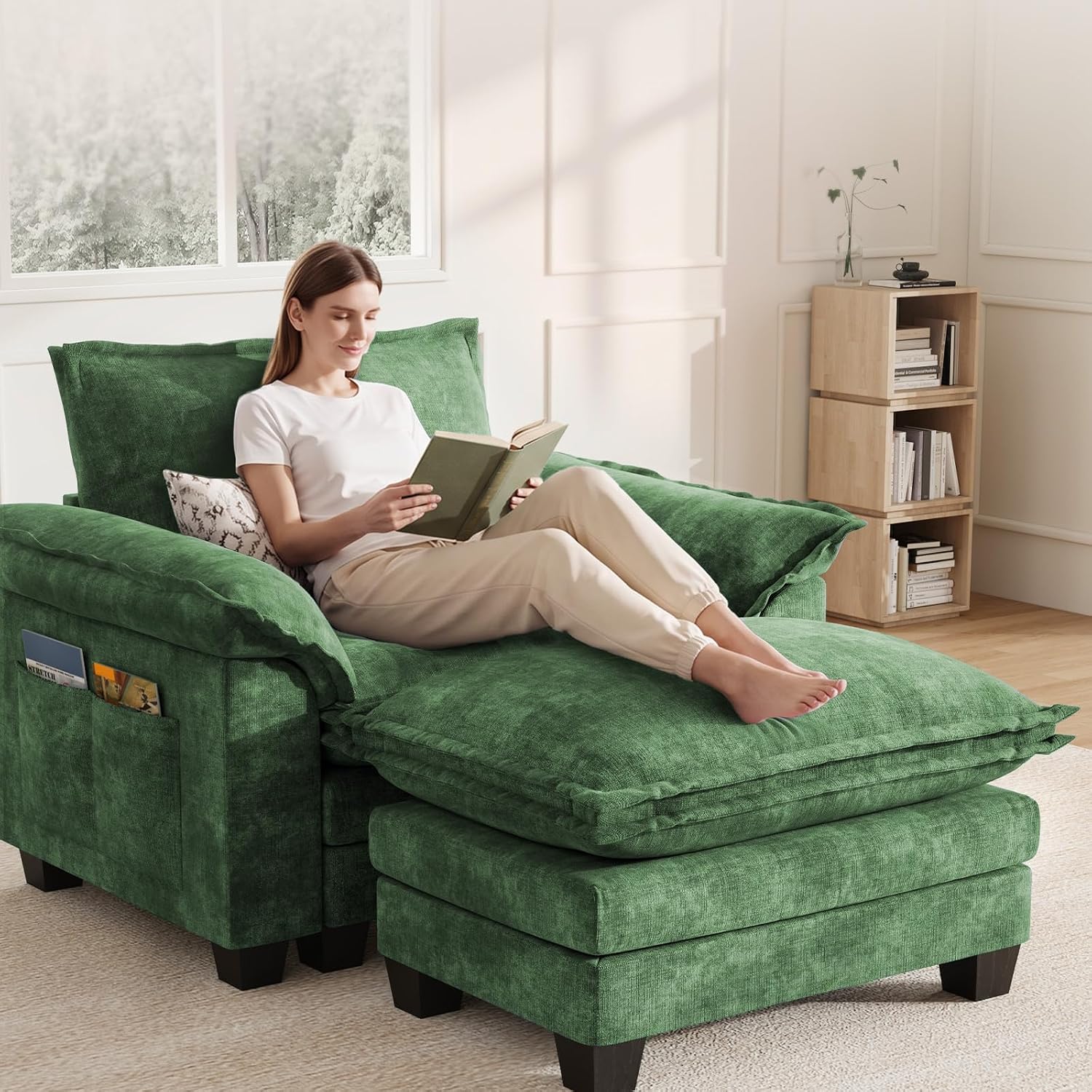 Amazon.com: KKL Chaise Lounge with Deep Seat, Upholstered Comfy Living