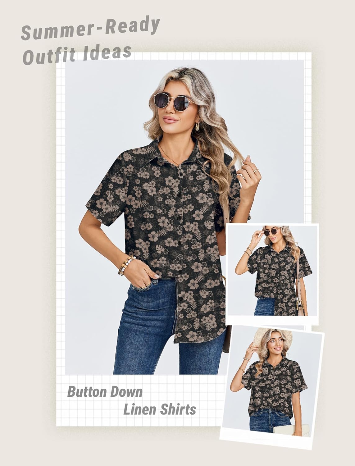 Zeagoo Women Linen Button Down Shirts Short Sleeve Blouse Business Casual Tops Dressy Summer Outfits - Image 3