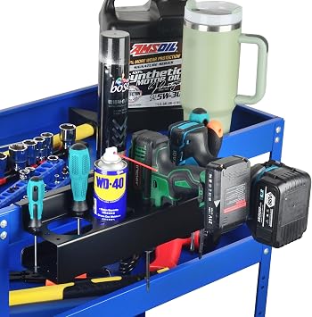 ULIBERMAGNET Power Tool Organizer Rack,Magnetic Heavy Duty Drill Holder with 4 Slot,Magnetic Mount Solid Metal Tool Rack with Screwdriver,Cordless Drill,Utility Rack for Garage Cart