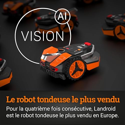 WORX Landroid Vision L1300 Robotic Lawnmower WR213E.1 for Gardens up to 1300 m² - Intelligent Robotic Lawnmower without Boundary Cable - WiFi & Bluetooth - Active Obstacle Avoidance with AI Technology - 9