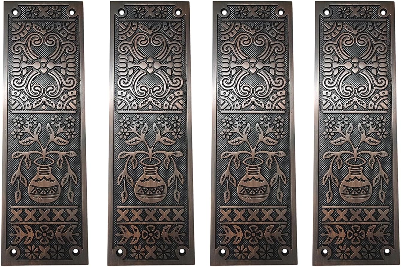 Adonai Hardware Decorative Aluminium Push Plate (10 Inch "Melchizedek" x 4 Pack, Oil Rubbed Bronze)