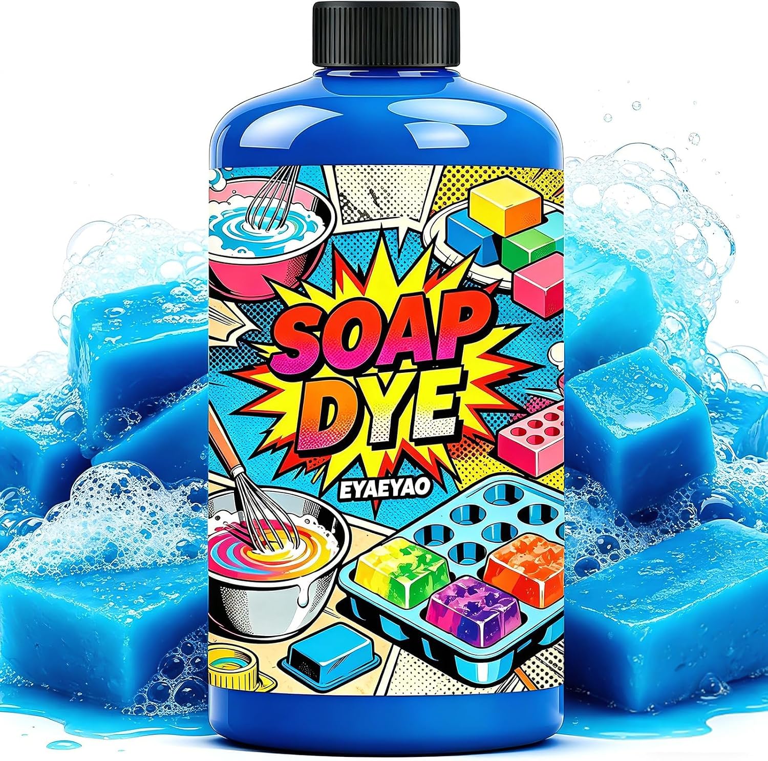 Royal Blue Liquid Soap Dye for Soap Making, 3.5 fl oz Rich Sapphire Blue's Colorant for Deep-Colored Bath Bombs, Cold Process Soaps, and Artistic Designs (Blue, 3.5 fl oz)