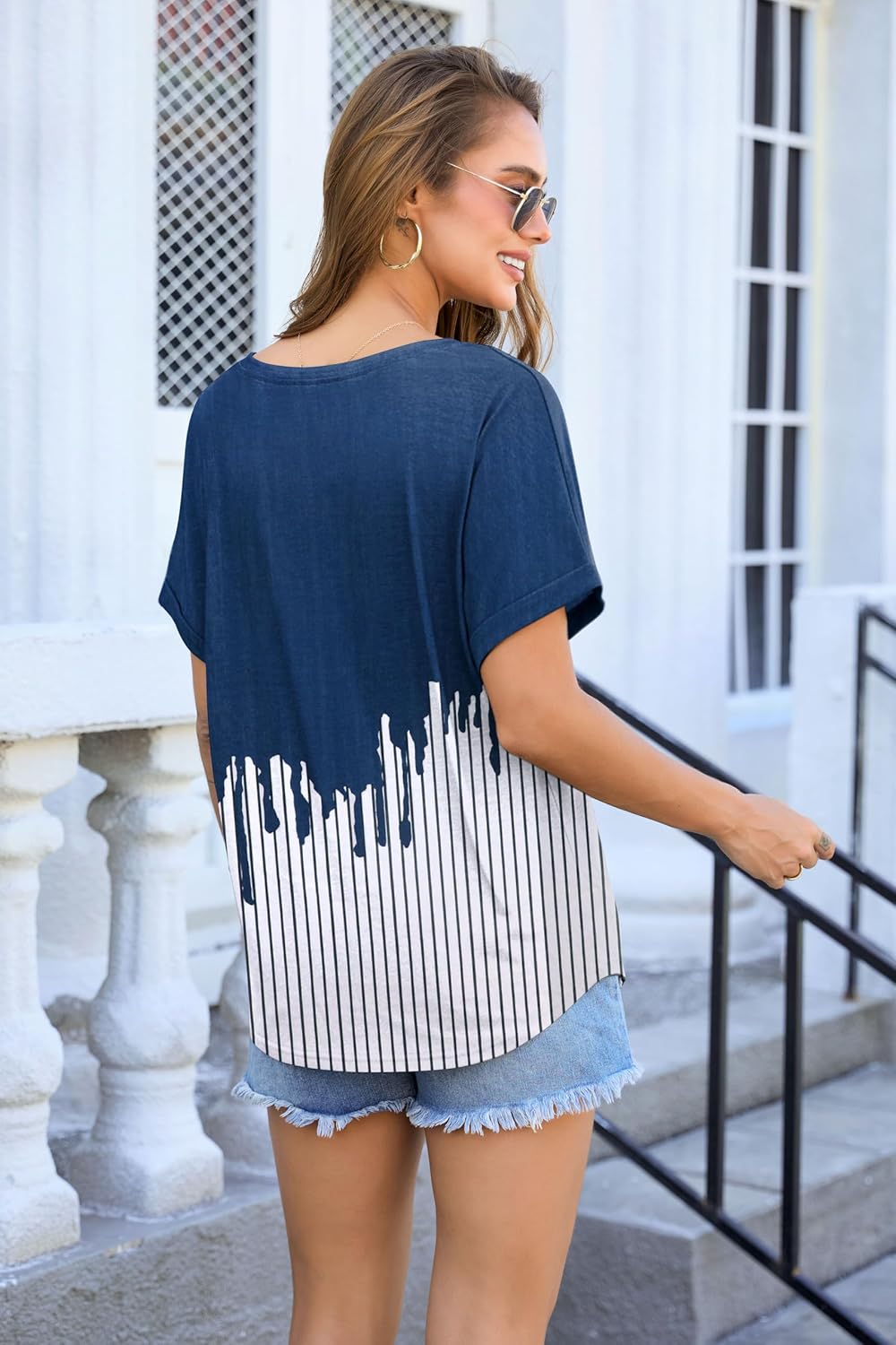 Womens Short Sleeve Summer Tops V Neck Dressy Casual Shirts Trendy Tunic Blouses 2026 Vacation Fashion Clothes - Image 4