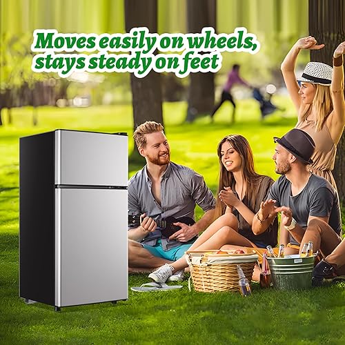 Miniatura 5 de Refrigerador mini de 2.4 pies cúbicos con congelador superior, refrigerador compacto de doble puerta de tamaño para apartamento, refrigerador