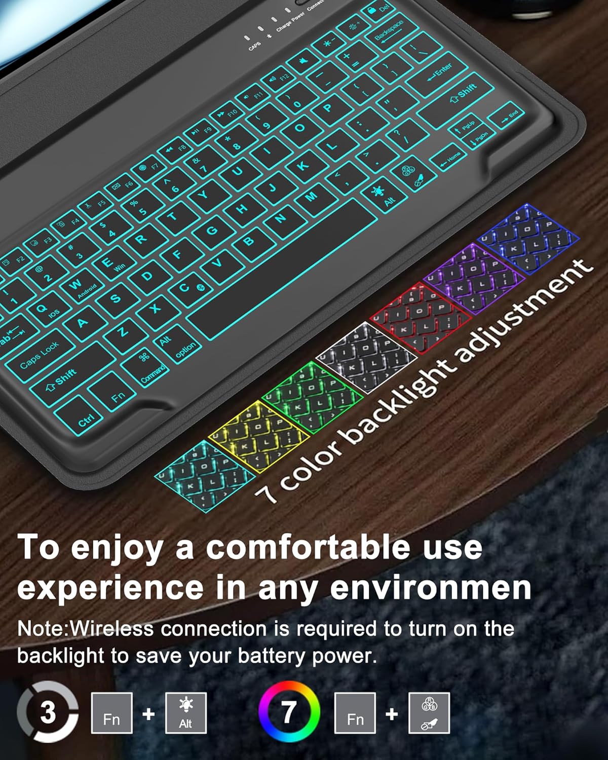 Keyboard Case for iPad Air 13 (M3&M2) 2025/2024 & iPad Pro 12.9 inch (5th, 6th Generation), Keyboard Cover Detachable Backlit Wireless Keyboard Cover with Pencil Holder and Auto Sleep/Wake Function