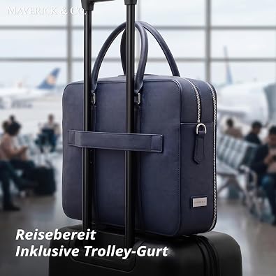 Double-Zip Leather Briefcase by Maverick & Co.